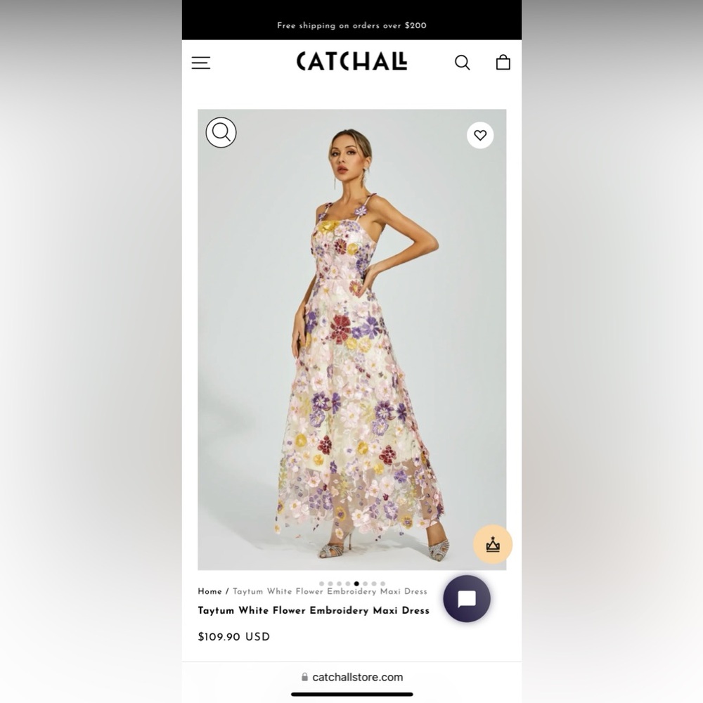 Taytum White Floral Embroidery Maxi Dress